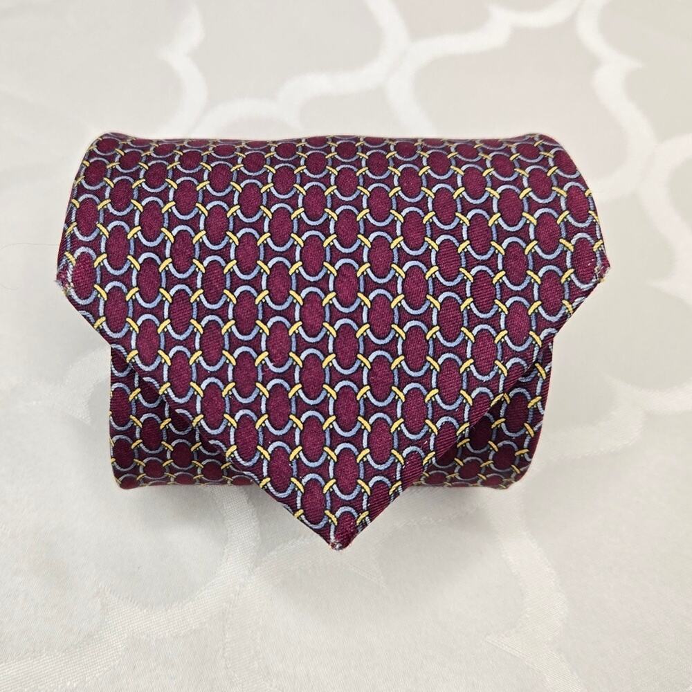Brooks Brothers Makers All Silk Burgundy Patterned Mens Tie Classic Style
